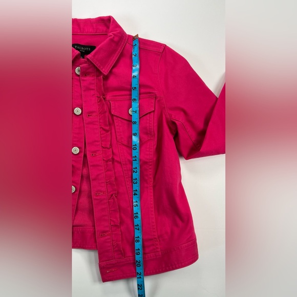Talbots Classic Denim Jacket w/ Ruffle Front - hot pink, SP - Picture 9 of 11